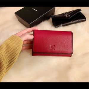 Authentic Loewe Burgundy Red Leather Wallet